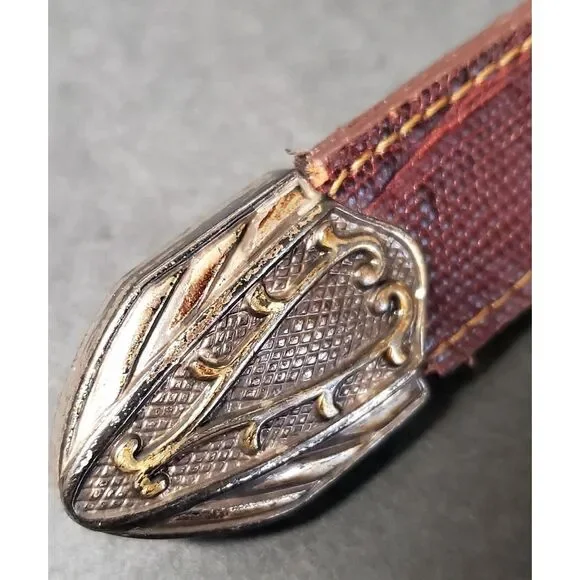 Vintage '98 PGA Tour Belt 538471 Brown Lizard Print Silver Concho MED 28/30 USA - Picture 7 of 16